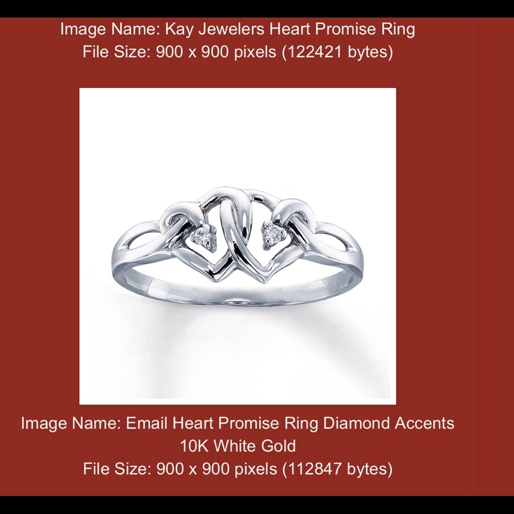 White gold double heart promise ring.